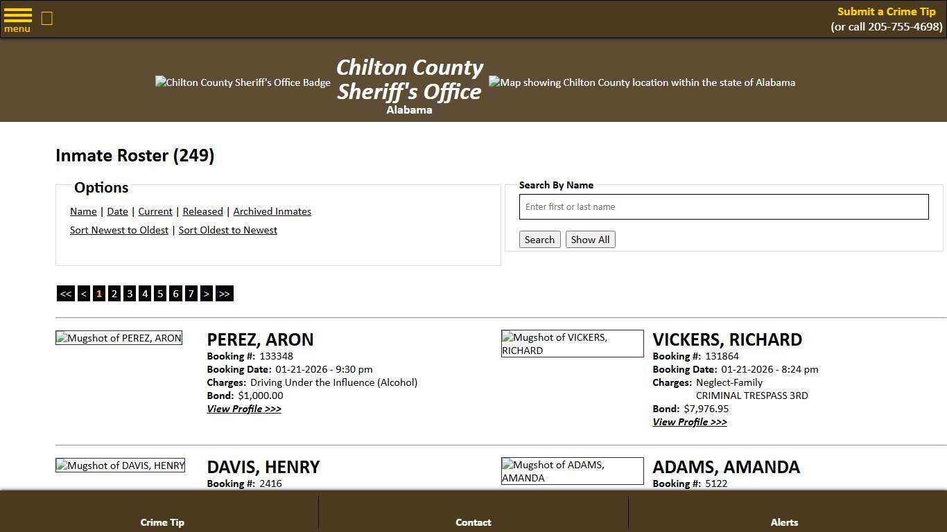 Inmate Roster - Current Inmates Booking Date Descending - Chilton County Sheriff's Office