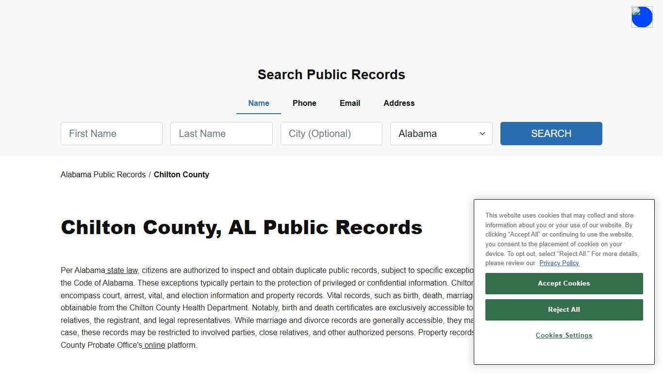 Chilton County, AL Public Court, Arrest and Inmate Records - ThePublicIndex