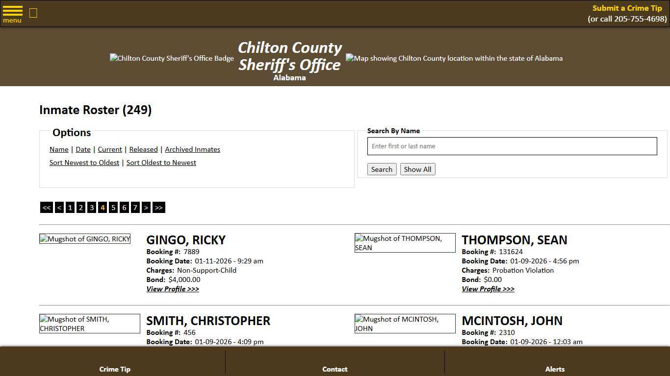 Inmate Roster - Page 4 Current Inmates Booking Date Descending - Chilton County Sheriff's Office