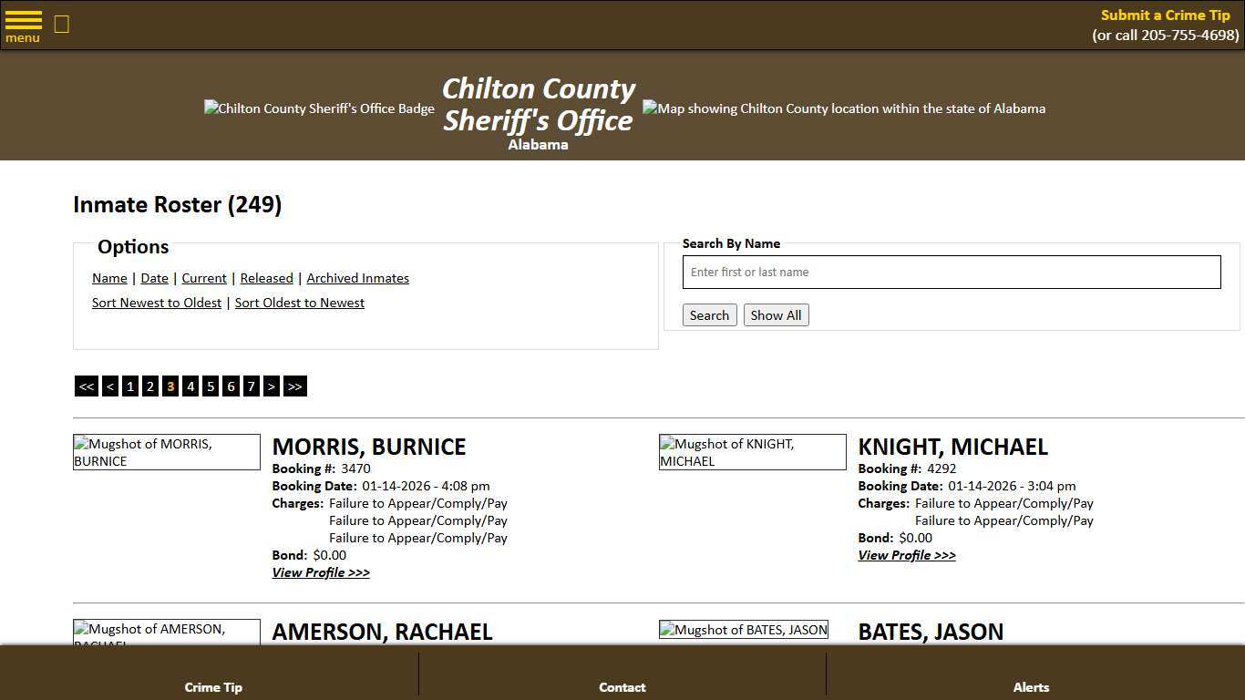 Inmate Roster - Page 3 Current Inmates Booking Date Descending - Chilton County Sheriff's Office