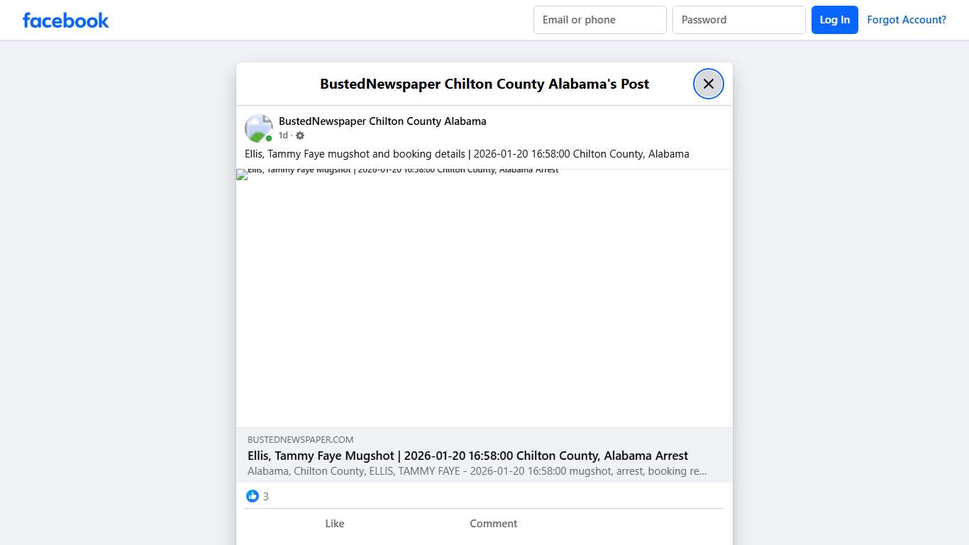 Ellis, Tammy Faye... - BustedNewspaper Chilton County Alabama Facebook